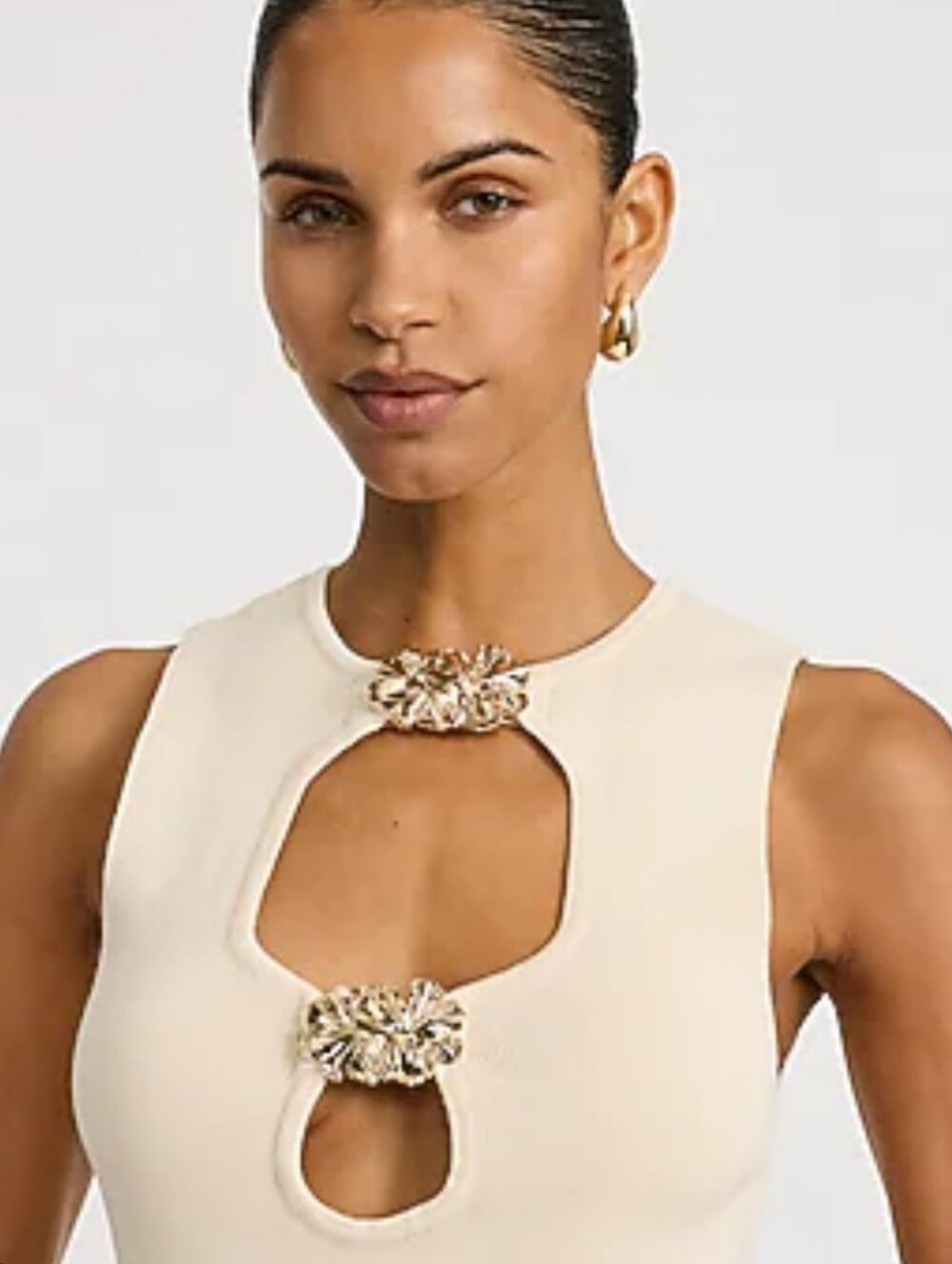 GALITA Gold Floral Clip-On Hoop Earrings